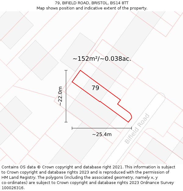 79, BIFIELD ROAD, BRISTOL, BS14 8TT: Plot and title map