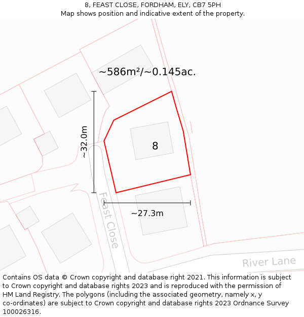 8, FEAST CLOSE, FORDHAM, ELY, CB7 5PH: Plot and title map