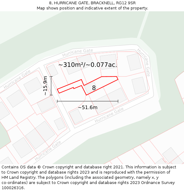8, HURRICANE GATE, BRACKNELL, RG12 9SR: Plot and title map