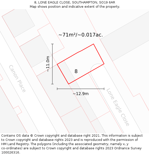 8, LONE EAGLE CLOSE, SOUTHAMPTON, SO19 6AR: Plot and title map