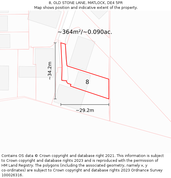 8, OLD STONE LANE, MATLOCK, DE4 5PR: Plot and title map