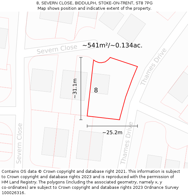 8, SEVERN CLOSE, BIDDULPH, STOKE-ON-TRENT, ST8 7PG: Plot and title map