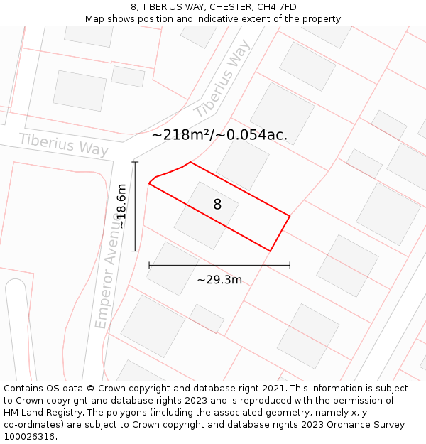 8, TIBERIUS WAY, CHESTER, CH4 7FD: Plot and title map