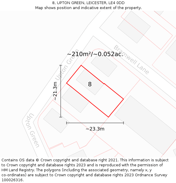 8, UPTON GREEN, LEICESTER, LE4 0DD: Plot and title map