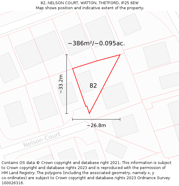 82, NELSON COURT, WATTON, THETFORD, IP25 6EW: Plot and title map