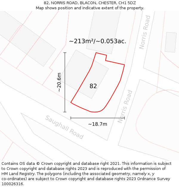 82, NORRIS ROAD, BLACON, CHESTER, CH1 5DZ: Plot and title map