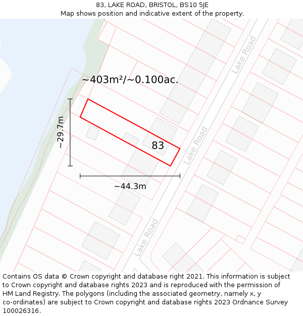 83, LAKE ROAD, BRISTOL, BS10 5JE: Plot and title map
