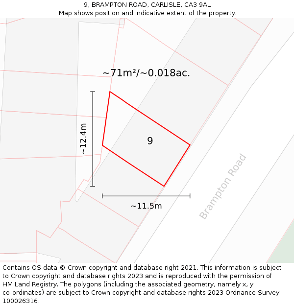 9, BRAMPTON ROAD, CARLISLE, CA3 9AL: Plot and title map
