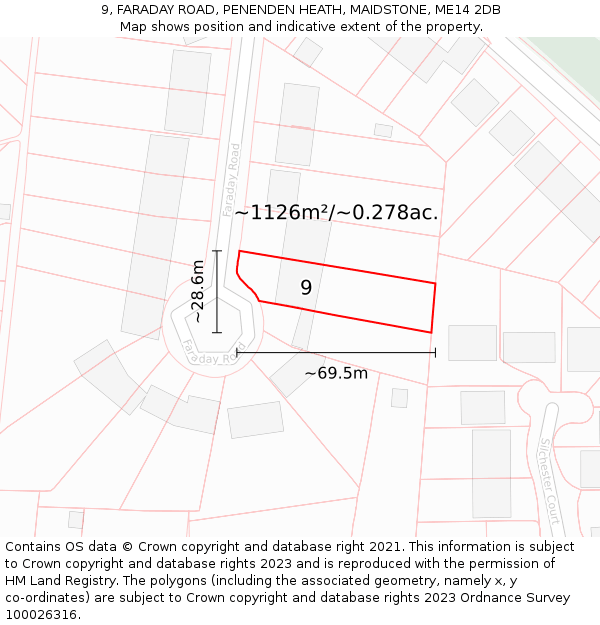 9, FARADAY ROAD, PENENDEN HEATH, MAIDSTONE, ME14 2DB: Plot and title map