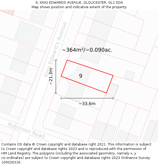 9, KING EDWARDS AVENUE, GLOUCESTER, GL1 5DA: Plot and title map