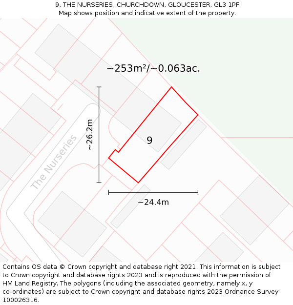 9, THE NURSERIES, CHURCHDOWN, GLOUCESTER, GL3 1PF: Plot and title map