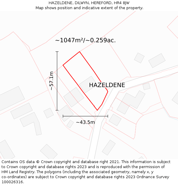 HAZELDENE, DILWYN, HEREFORD, HR4 8JW: Plot and title map