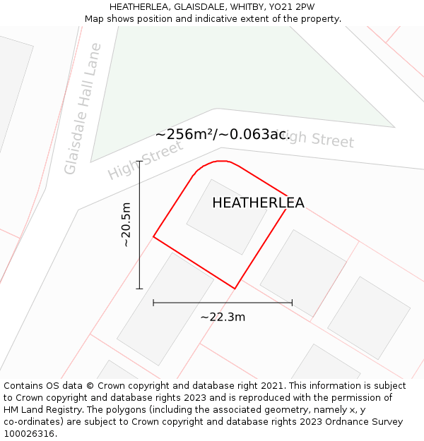 HEATHERLEA, GLAISDALE, WHITBY, YO21 2PW: Plot and title map