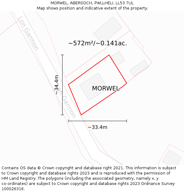 MORWEL, ABERSOCH, PWLLHELI, LL53 7UL: Plot and title map