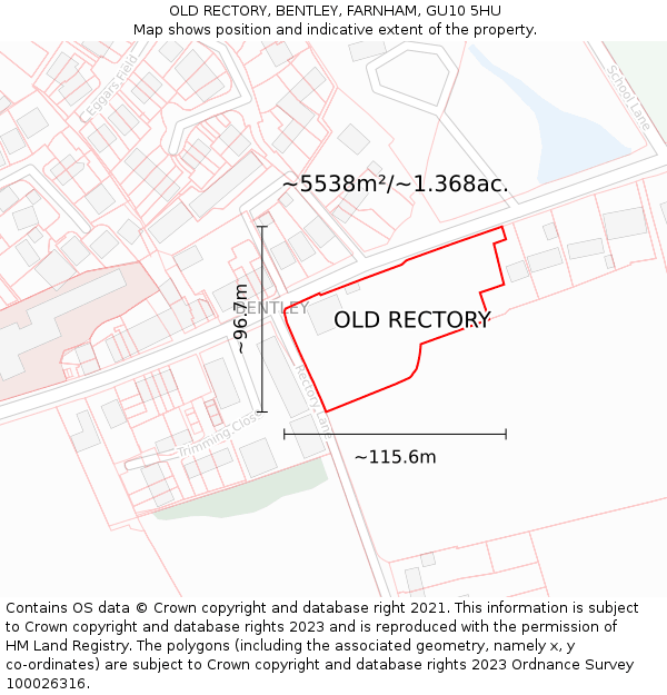 OLD RECTORY, BENTLEY, FARNHAM, GU10 5HU: Plot and title map