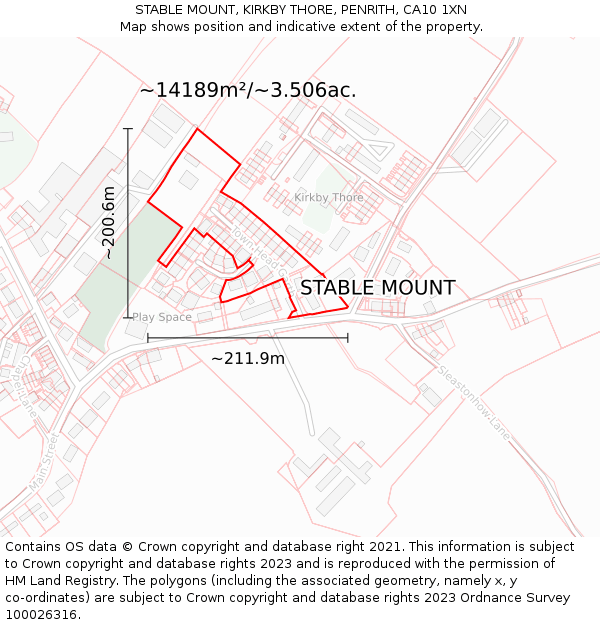 STABLE MOUNT, KIRKBY THORE, PENRITH, CA10 1XN: Plot and title map