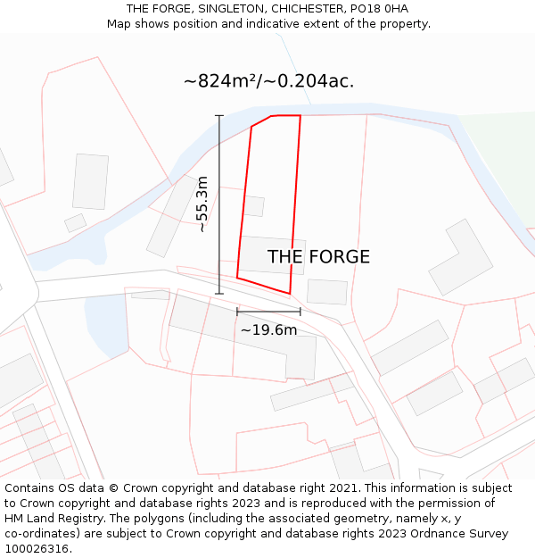 THE FORGE, SINGLETON, CHICHESTER, PO18 0HA: Plot and title map