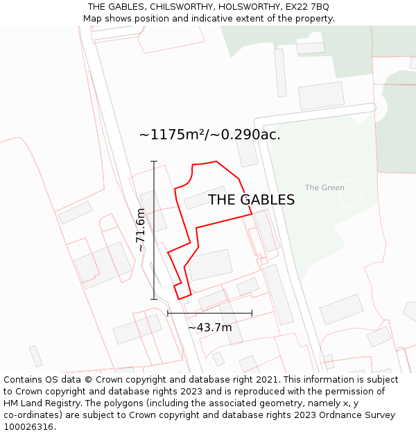 THE GABLES, CHILSWORTHY, HOLSWORTHY, EX22 7BQ: Plot and title map