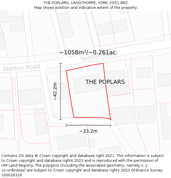 THE POPLARS, LANGTHORPE, YORK, YO51 9BZ: Plot and title map