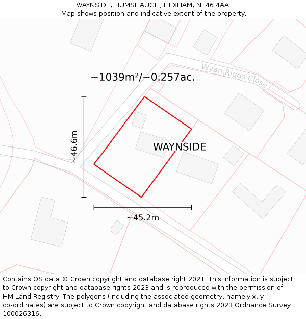 WAYNSIDE, HUMSHAUGH, HEXHAM, NE46 4AA: Plot and title map