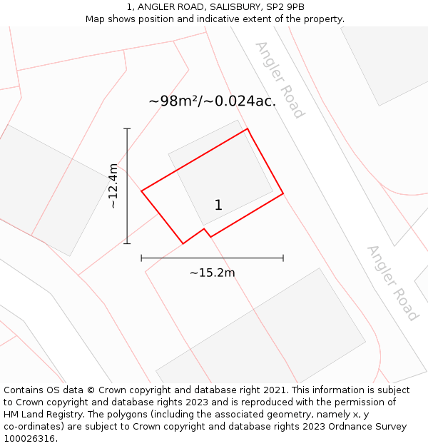 1, ANGLER ROAD, SALISBURY, SP2 9PB: Plot and title map
