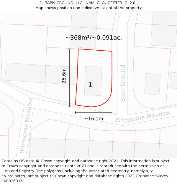 1, BARN GROUND, HIGHNAM, GLOUCESTER, GL2 8LJ: Plot and title map