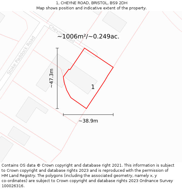 1, CHEYNE ROAD, BRISTOL, BS9 2DH: Plot and title map