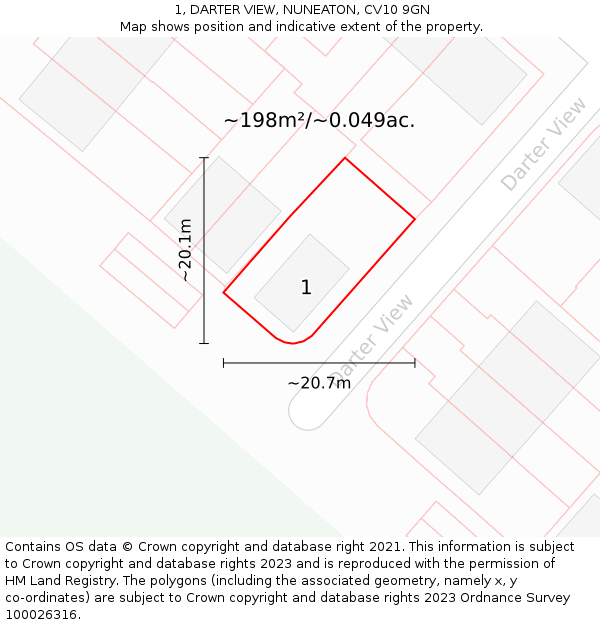 1, DARTER VIEW, NUNEATON, CV10 9GN: Plot and title map