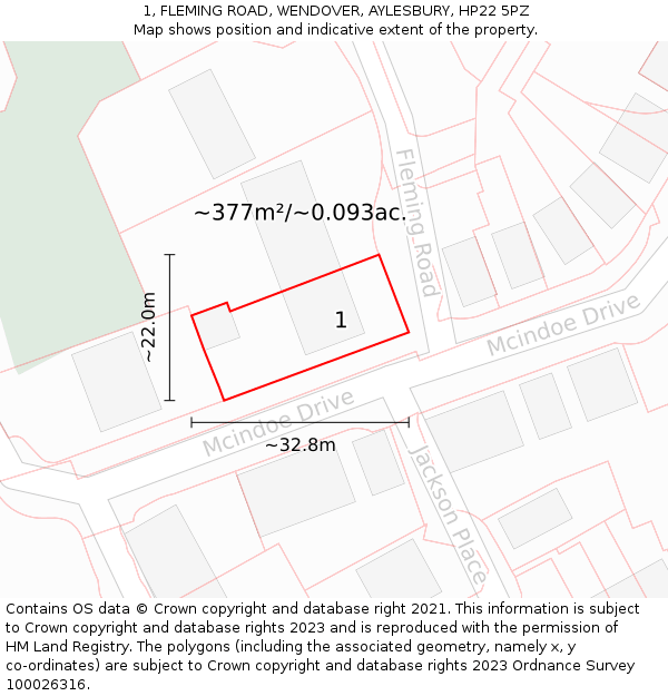 1, FLEMING ROAD, WENDOVER, AYLESBURY, HP22 5PZ: Plot and title map