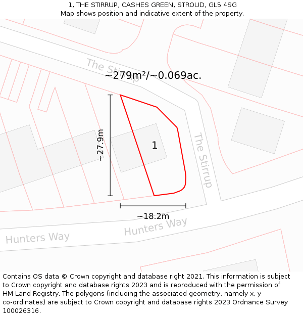 1, THE STIRRUP, CASHES GREEN, STROUD, GL5 4SG: Plot and title map