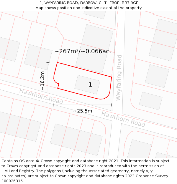 1, WAYFARING ROAD, BARROW, CLITHEROE, BB7 9GE: Plot and title map