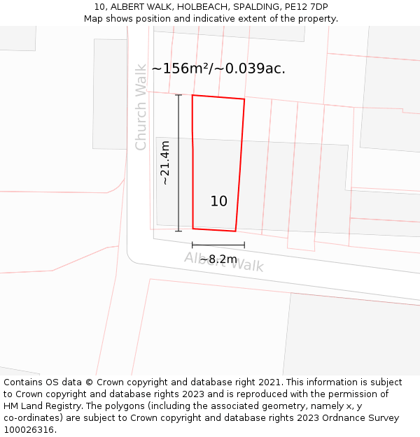 10, ALBERT WALK, HOLBEACH, SPALDING, PE12 7DP: Plot and title map