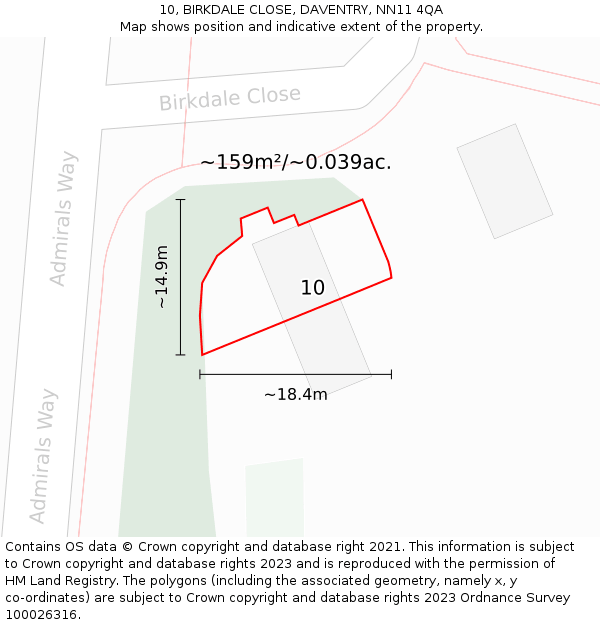 10, BIRKDALE CLOSE, DAVENTRY, NN11 4QA: Plot and title map