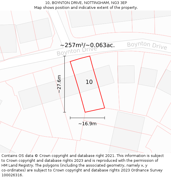 10, BOYNTON DRIVE, NOTTINGHAM, NG3 3EP: Plot and title map