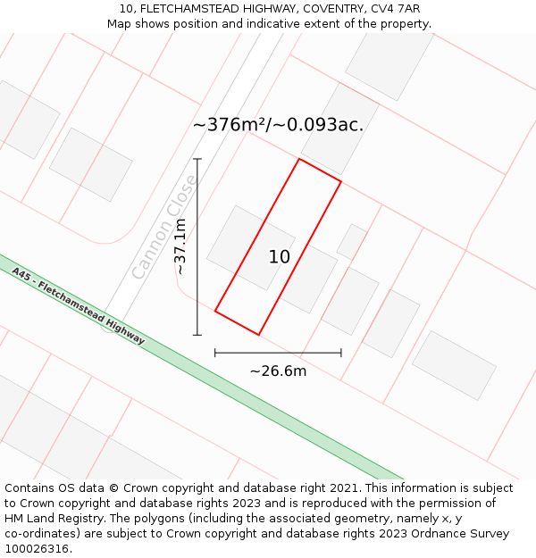 10, FLETCHAMSTEAD HIGHWAY, COVENTRY, CV4 7AR: Plot and title map