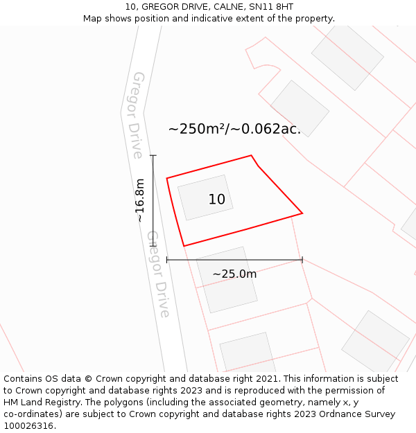 10, GREGOR DRIVE, CALNE, SN11 8HT: Plot and title map