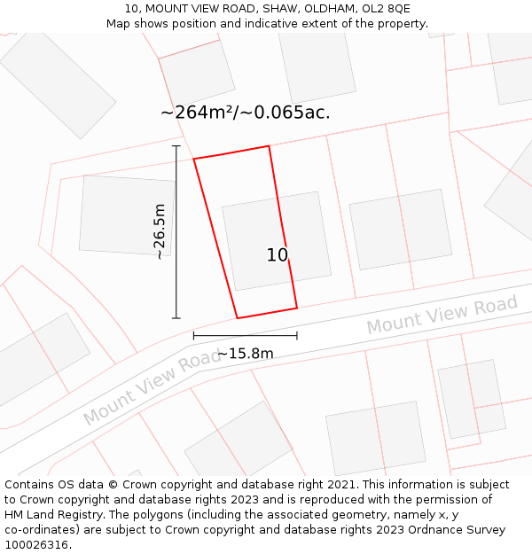 10, MOUNT VIEW ROAD, SHAW, OLDHAM, OL2 8QE: Plot and title map