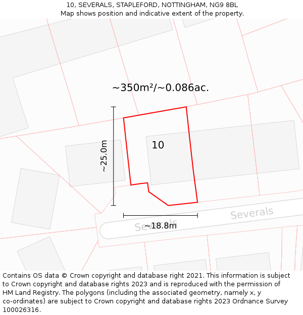 10, SEVERALS, STAPLEFORD, NOTTINGHAM, NG9 8BL: Plot and title map