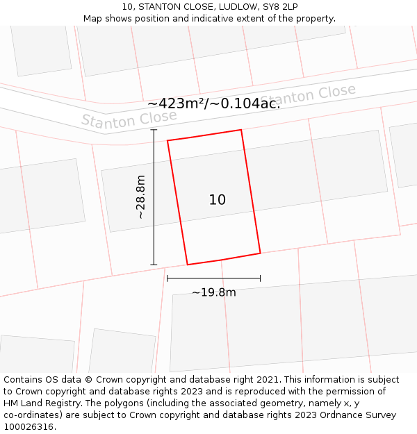 10, STANTON CLOSE, LUDLOW, SY8 2LP: Plot and title map