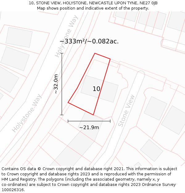 10, STONE VIEW, HOLYSTONE, NEWCASTLE UPON TYNE, NE27 0JB: Plot and title map
