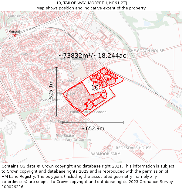 10, TAILOR WAY, MORPETH, NE61 2ZJ: Plot and title map