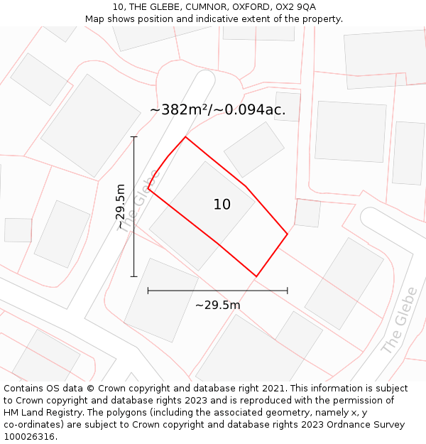10, THE GLEBE, CUMNOR, OXFORD, OX2 9QA: Plot and title map