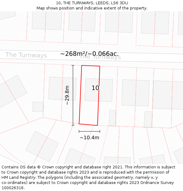 10, THE TURNWAYS, LEEDS, LS6 3DU: Plot and title map