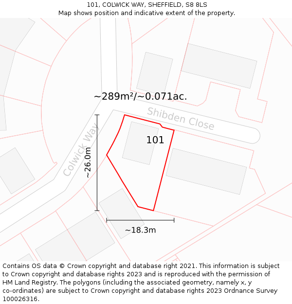 101, COLWICK WAY, SHEFFIELD, S8 8LS: Plot and title map