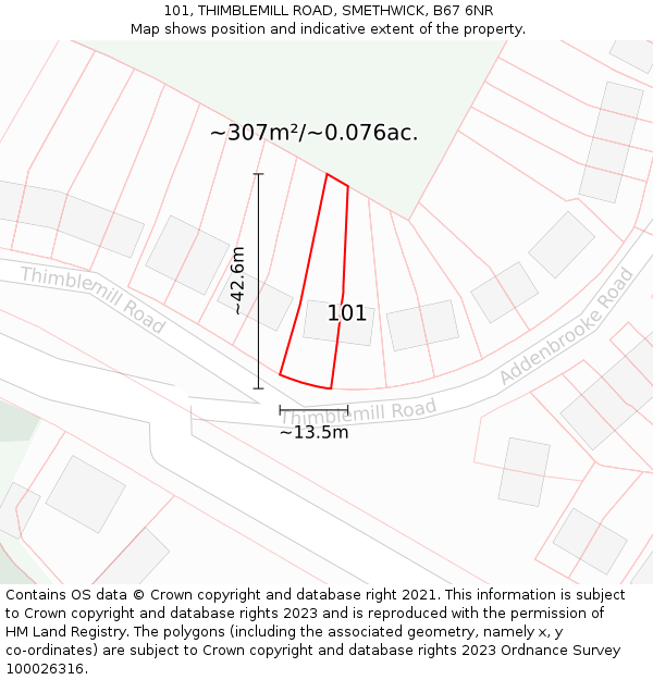 101, THIMBLEMILL ROAD, SMETHWICK, B67 6NR: Plot and title map