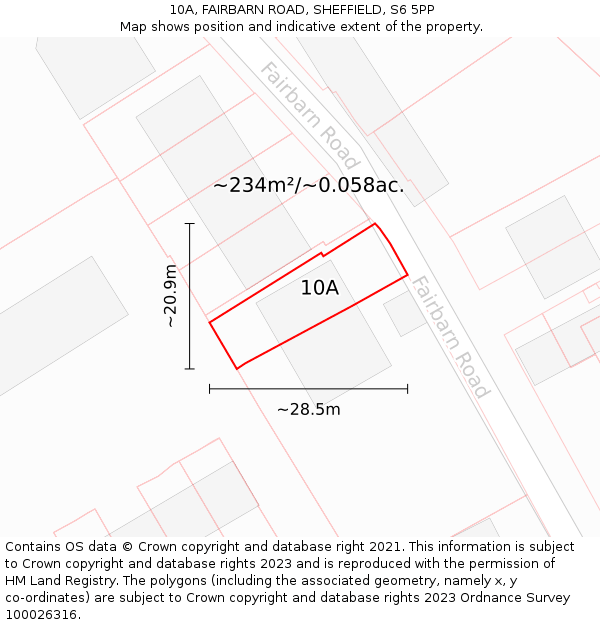 10A, FAIRBARN ROAD, SHEFFIELD, S6 5PP: Plot and title map