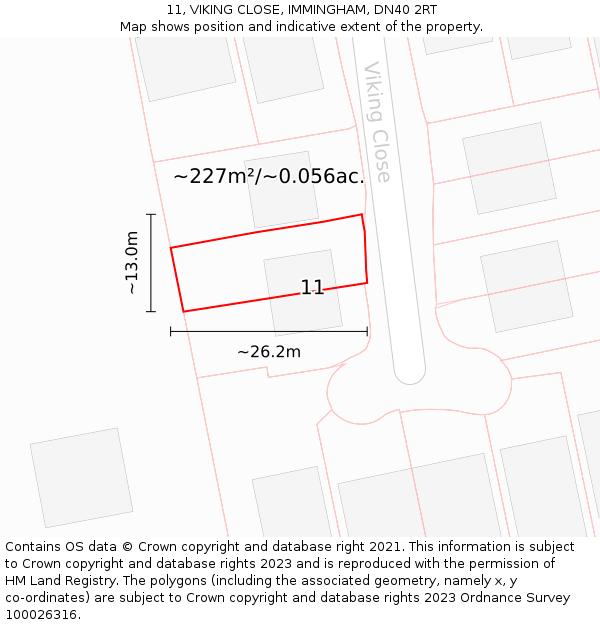 11, VIKING CLOSE, IMMINGHAM, DN40 2RT: Plot and title map
