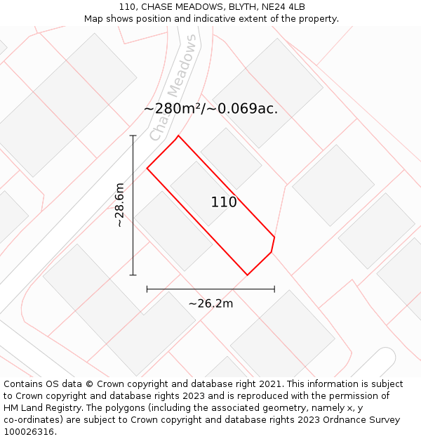 110, CHASE MEADOWS, BLYTH, NE24 4LB: Plot and title map