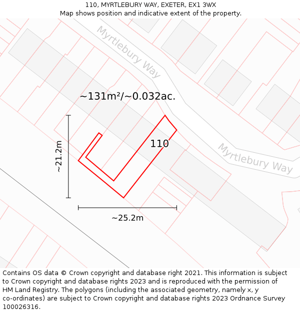 110, MYRTLEBURY WAY, EXETER, EX1 3WX: Plot and title map