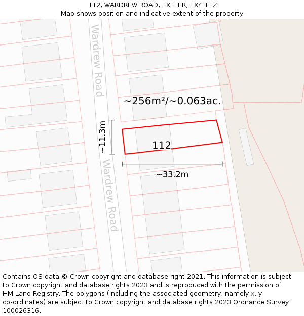 112, WARDREW ROAD, EXETER, EX4 1EZ: Plot and title map